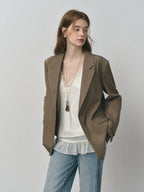 FSLE Design Sensitive French Women's Blazer with Lace Trim  2025 Autumn New Arrival White Suit Blazers 25FS13092