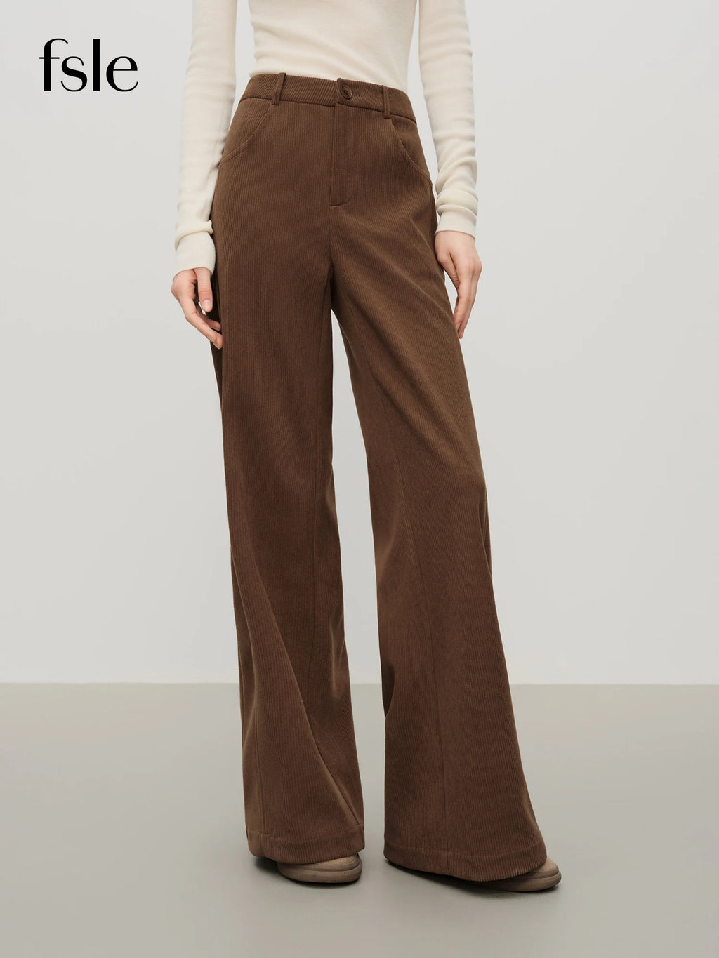 FSLE Vintage Relaxed Drape Straight Casual Tros Herringbone Fabric for Women Winter 2025 New Arrival Slimming Effect Pants