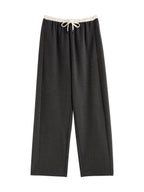 ZIQIAO 4.6% Wool 76.5% Cotton Straight Chic Long Pants for Women 2024 Winter New Design High Waist Warm Grey Pants 24ZQ94388