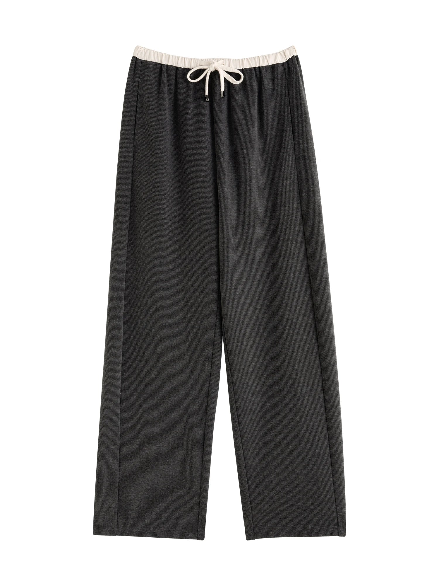 ZIQIAO 4.6% Wool 76.5% Cotton Straight Chic Long Pants for Women 2024 Winter New Design High Waist Warm Grey Pants 24ZQ94388