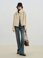 ZIQIA 2025 Winter Women Short Faux Fur Coat with Toggle Buttons - Eco-Friendly Integrated Fur Leather Look New Arrival Outerwear