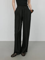 FSLE 【Premium Series】 Acetate Air Pants Women 2025 Summer New Drape Loose Wide-leg Pants 25FE12025