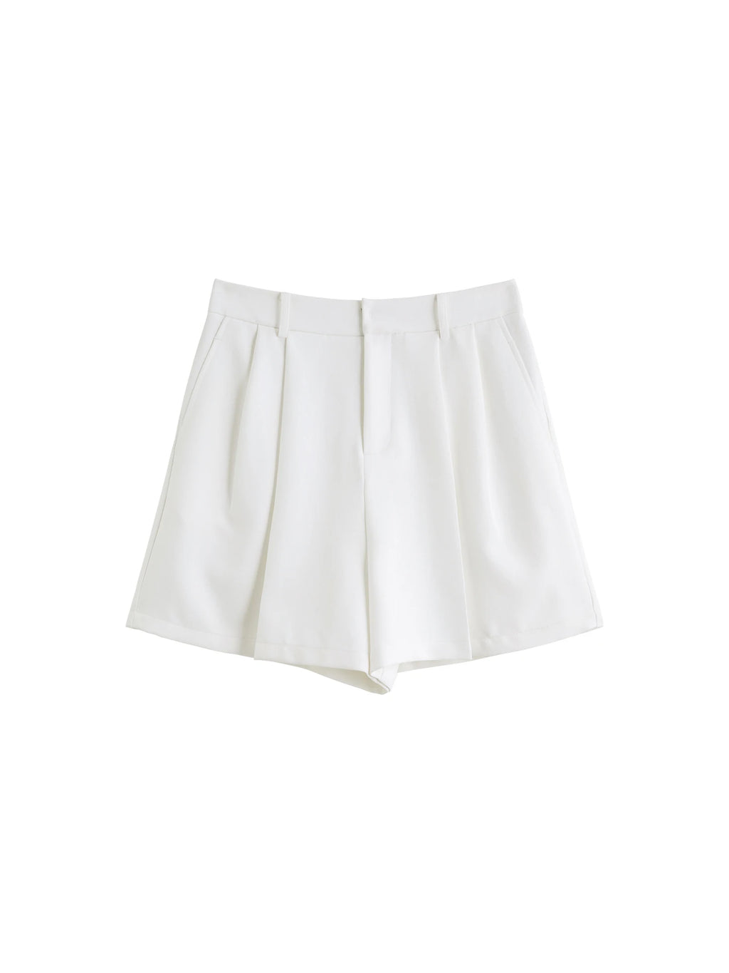 ZIQIAO 2025 Summer Women's Elevated Waist Wide Shorts - White Flattering Silhouette & Versatile Styling Casual Shorts 25ZQ92197