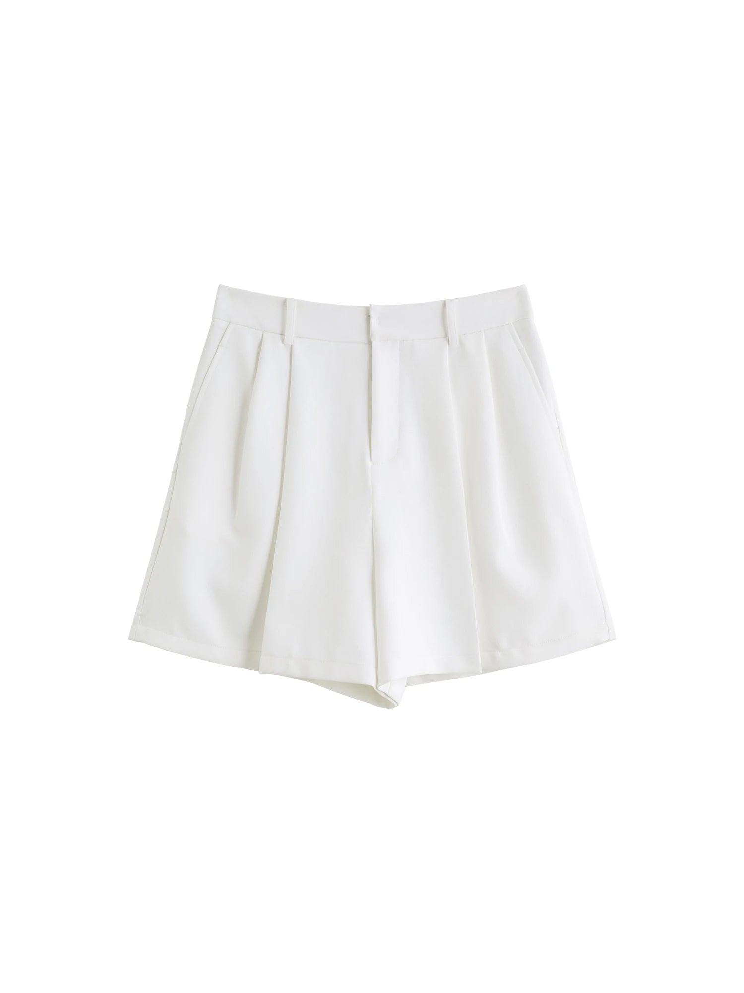 ZIQIAO 2025 Summer Women's Elevated Waist Wide Shorts - White Flattering Silhouette & Versatile Styling Casual Shorts 25ZQ92197