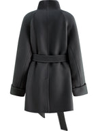 ZIQIAO 2025 New Arrival Chic Double Sided Camel Wool Blend Coat Elegant Short Jacket with College-Inspired Design Autumn Winter