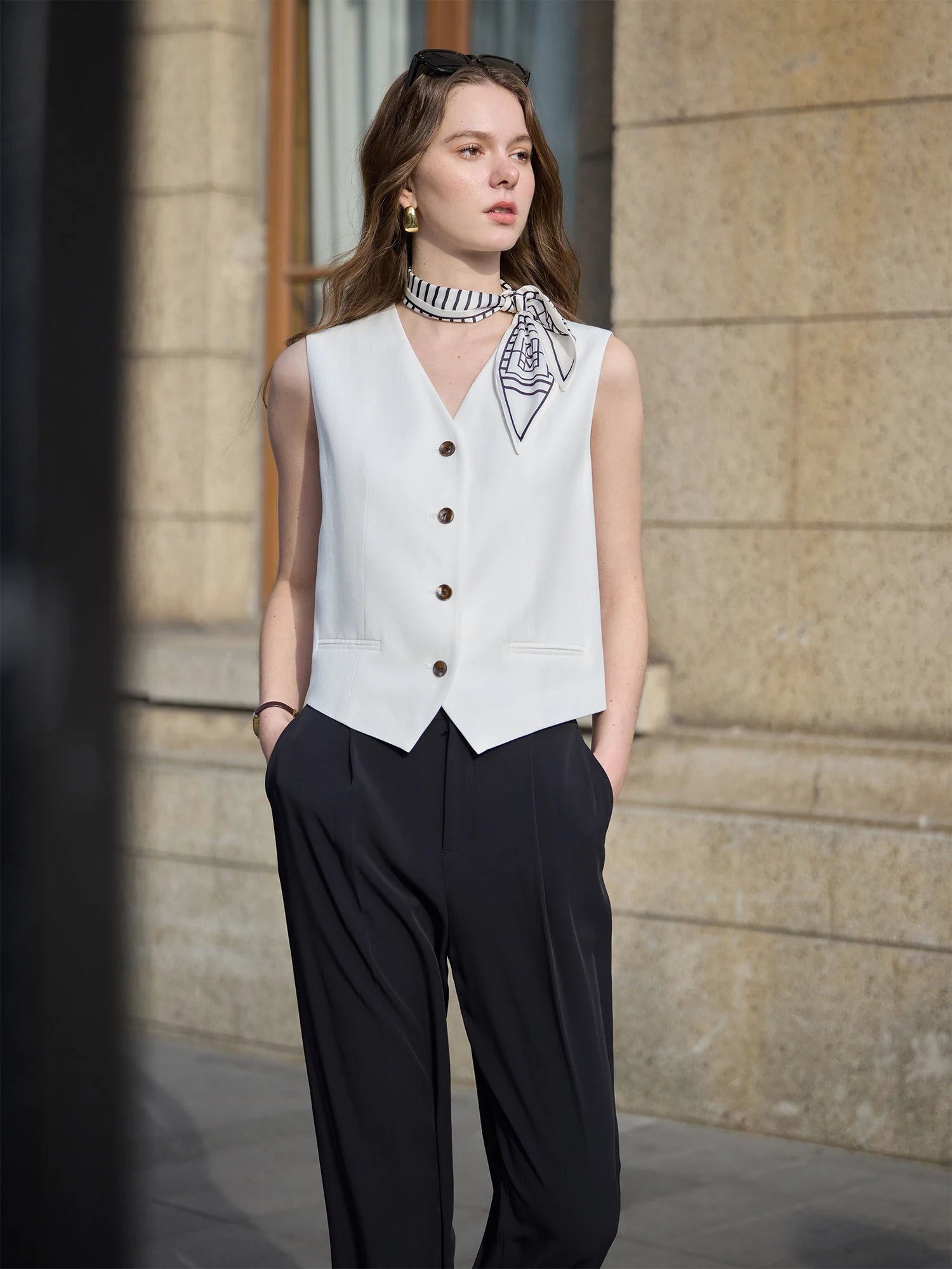 FSLE 2025 Summer Old Money Vest Wide-Leg Pants Set Vintage Tailored Two-Piece Adjustable Waist Eco Linen for Boardroom to Brunch