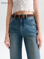 ZIQIAO Black Modern Commuting Simple Matching Genuine Leather Belt Female 2025 New Temperament Leather Belt