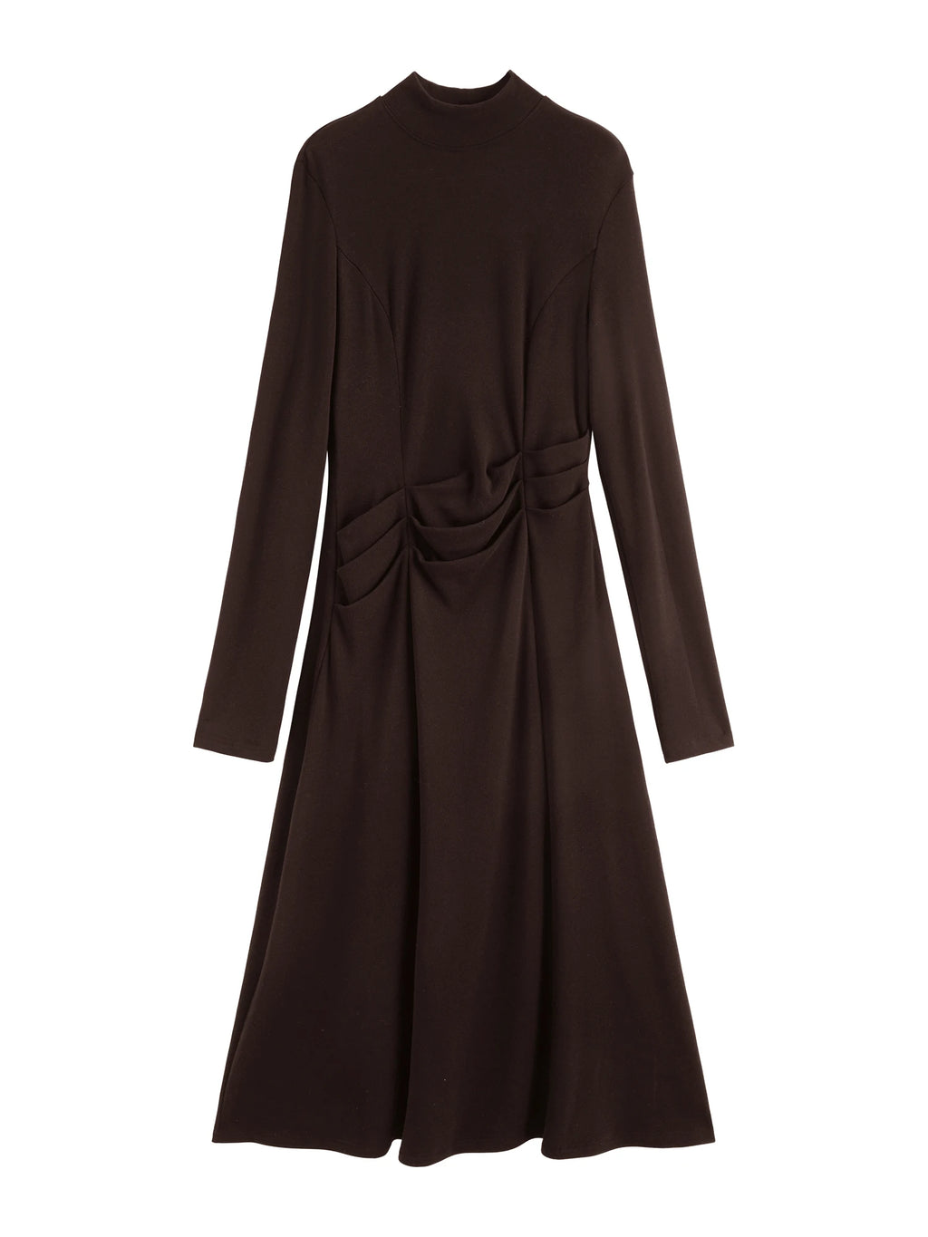 ZIQIAO Autumn Winter 2025 Women's Waist-Defined Maxi Dress - Classic Black Timeless Silhouette Flattering Fit Office Elegant