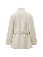 ZIQIAO Korean Style Short White Jacket for Women 2025 Early Winter New Style Stand Collar Stylish Warm Jacket