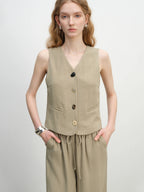 ZIQIAO Old Money Style Vest Wide-leg Pants Set Female 2025 Summer New Temperament High-end Two-piece Outfits 25ZQ92278+25ZQ92272