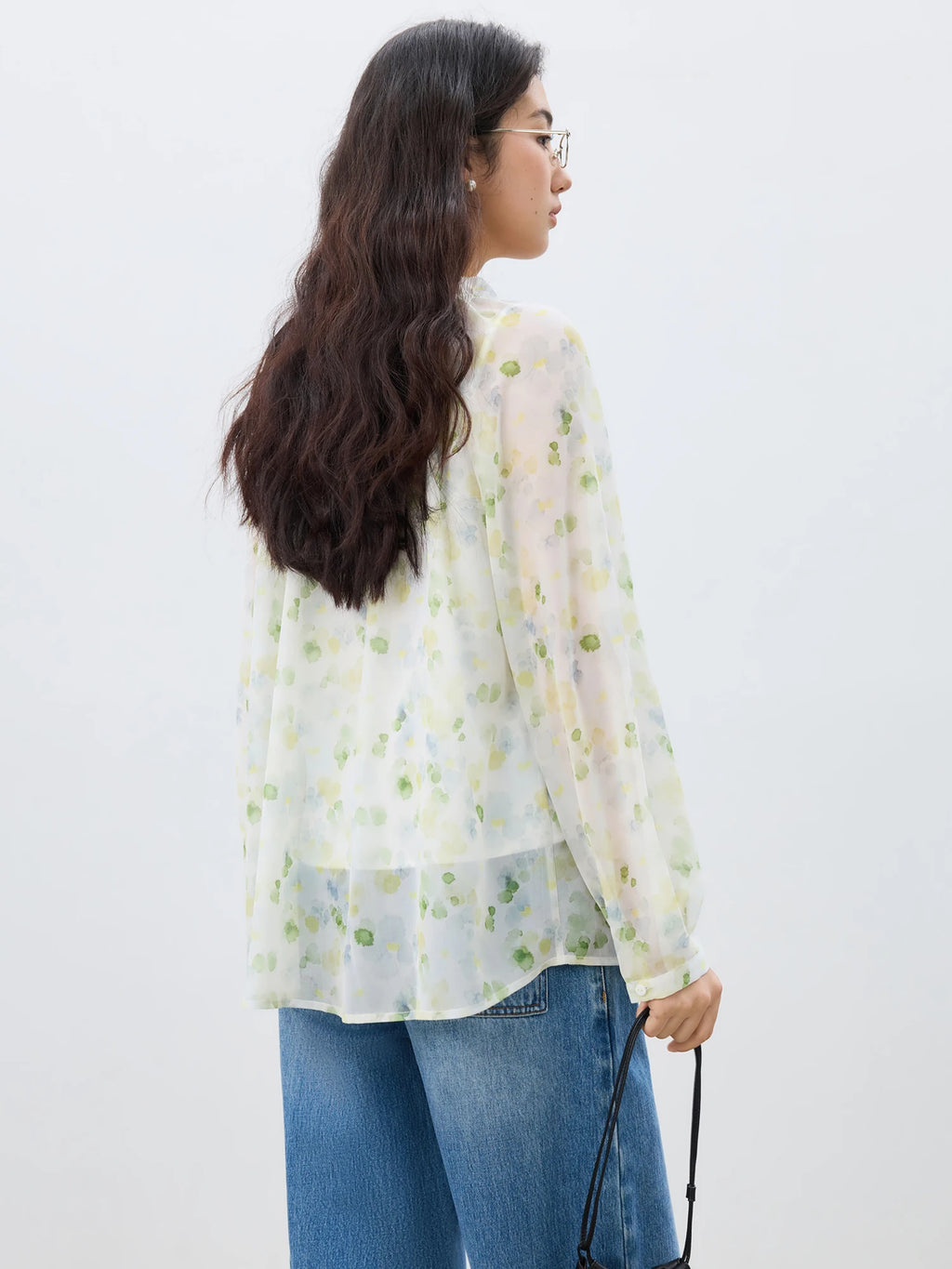 ZIQIAO Women Spring Long Sleeve Chiffon Shirts Blouse+Vest Two Sets V-Neck French Style Floral Women Shirt Tops 25ZQ91125
