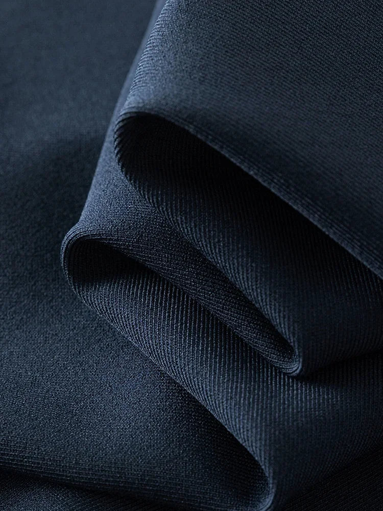 FSLE 2025 New Arrival Women Zipper Waist Office Lady Elegant Grey Skirt Pleated Design Navy Blue Color Long Skirt Daily Outfits