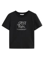 ZIQIAO Simple Printed Straight Shoulder Round Neck T-shirt Women's Short Sleeve 2025 Summer New 25ZQ92367