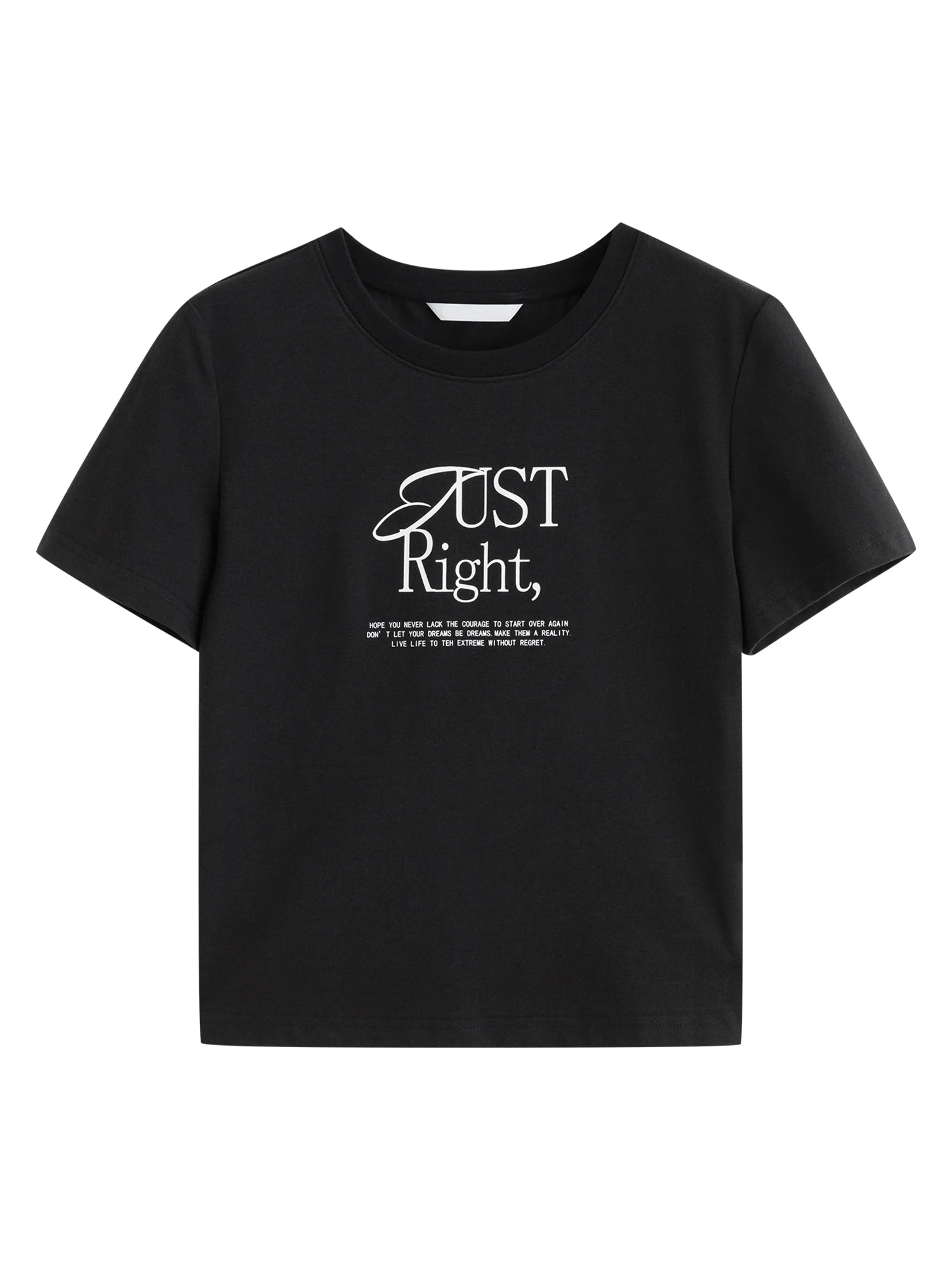 ZIQIAO Simple Printed Straight Shoulder Round Neck T-shirt Women's Short Sleeve 2025 Summer New 25ZQ92367