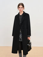 FSLE Winter 2025 Women's Tailored Shoulder Blazer Coat - Double Faced Wool Trench Outerwear with Notch Lapel Office Elegant