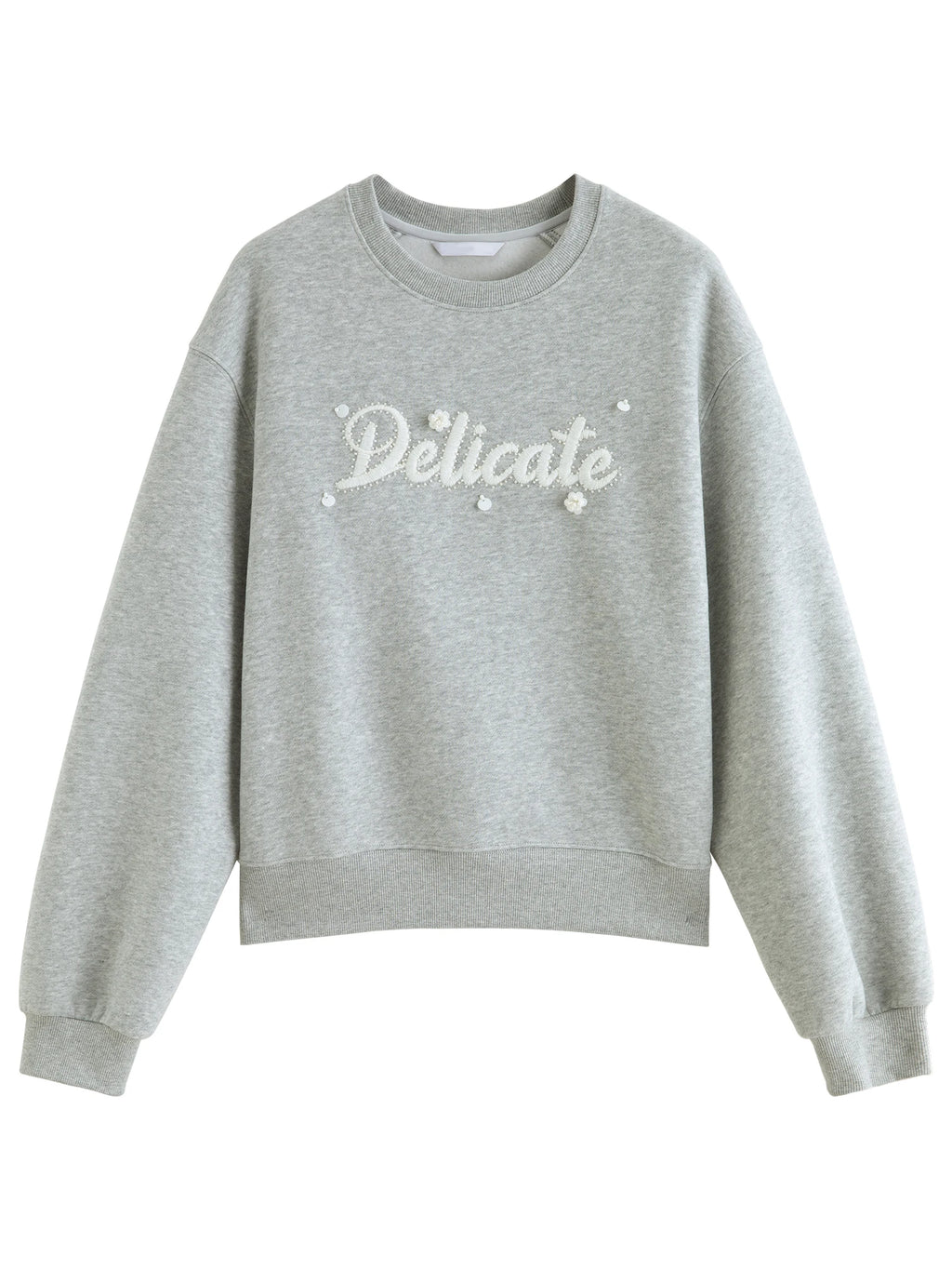 ZIQIAO Heating Pullover Letter Embroidered Thick Sweatshirt for Women 2025 Winter New Round Neck Drop Shoulder Top