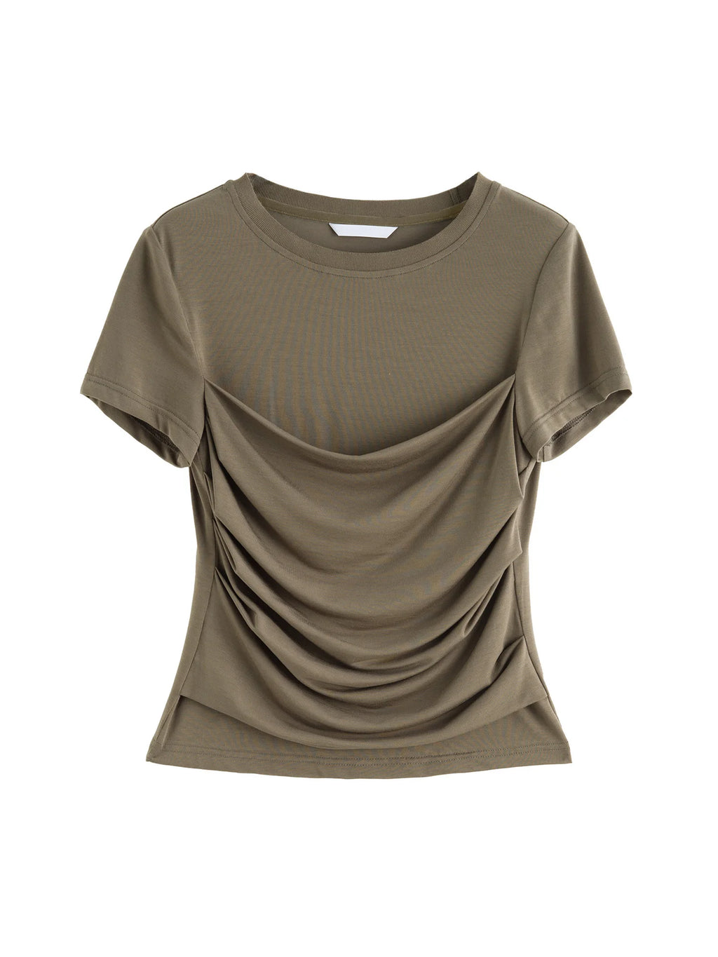 ZIQIAO 2025 Summer Women's Contour Stitch T-Shirt - Structured Round Neck Slim Fit Tee with Cool-Touch Yarn for Urban Explorer