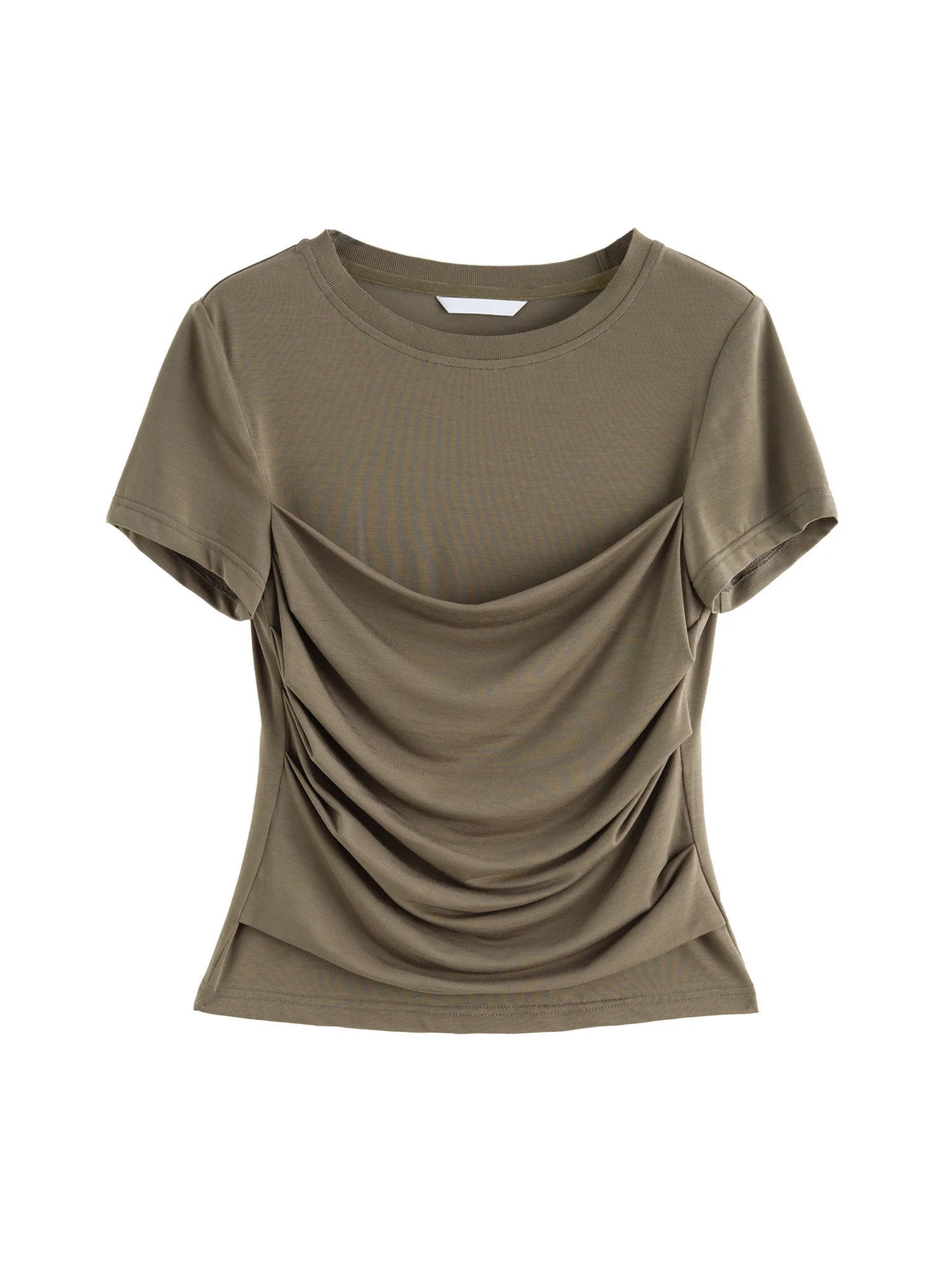 ZIQIAO 2025 Summer Women's Contour Stitch T-Shirt - Structured Round Neck Slim Fit Tee with Cool-Touch Yarn for Urban Explorer