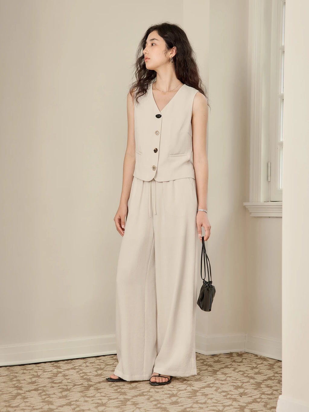 ZIQIAO Old Money Style Vest Wide-leg Pants Set Female 2025 Summer New Temperament High-end Two-piece Outfits 25ZQ92278+25ZQ92272