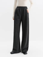 FSLE 2025 Winter Women's High Waist Wide Leg Pants for Office - Comfort Fit Straight Trousers Elastic Waist for Daily Casual