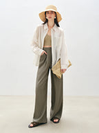 ZIQIAO Minimalist Style Loose Versatile Casual Shirt For Women 2025 Summer New Physical Sun Protection Vacation Top 25ZQ92169