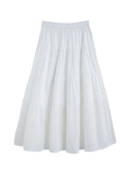 ZIQIAO 2025 Summer Women's Laser-Cut Round Neck Two-Piece Set - Petite-Optimized Slimming Silhouette & Textured Chiffon Skirt