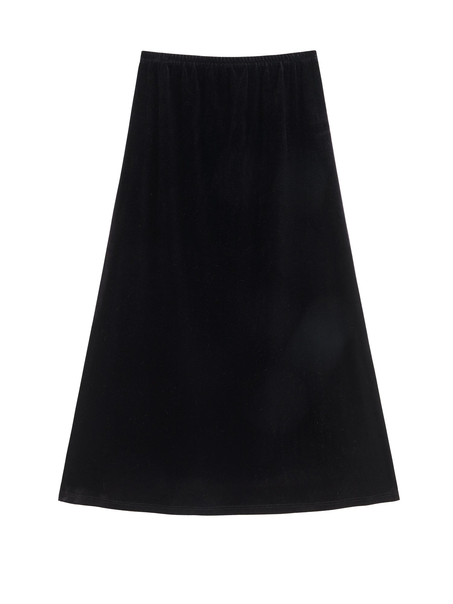 ZIQIAO French Style Black Velvet A-Line Midi Skirt for Women 2025 Autumn Winter New High-End Sense Long Hem Semi-Skirt Elegant