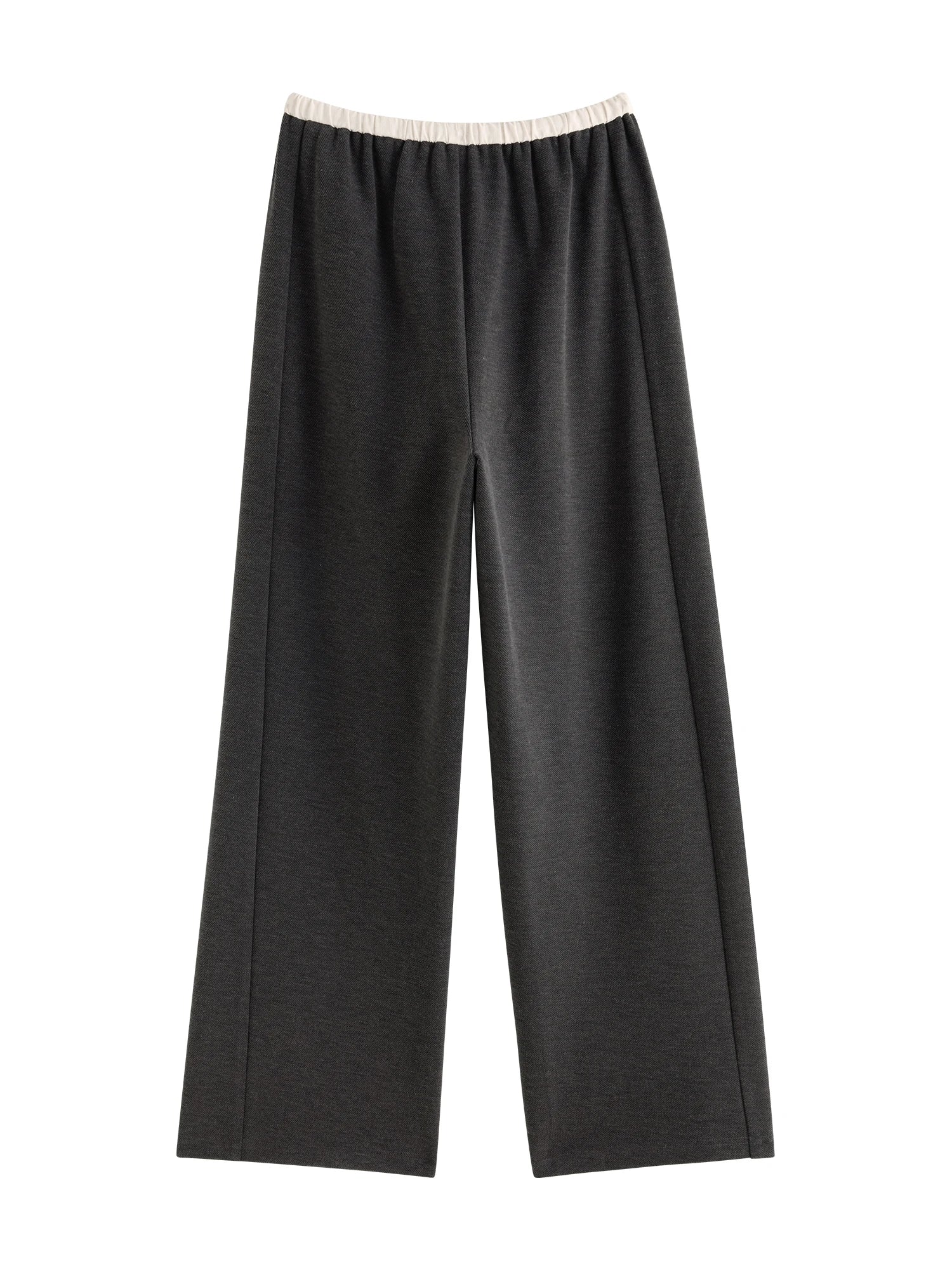 ZIQIAO 4.6% Wool 76.5% Cotton Straight Chic Long Pants for Women 2024 Winter New Design High Waist Warm Grey Pants 24ZQ94388