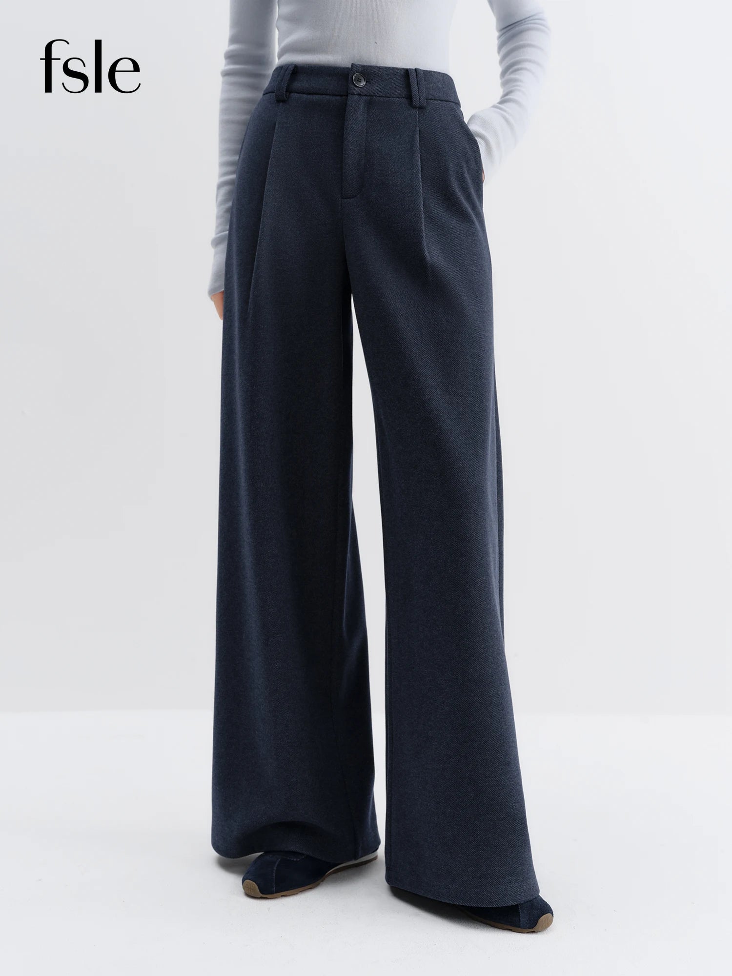 FSLE Commuter Style Starry Sky Wool Straight Wide-leg Pants Leisure Loose Vintage Simple Full-length Korean Style Ins