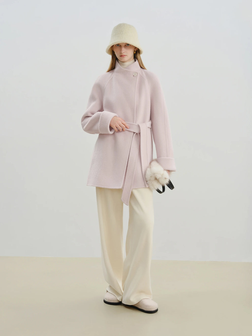 ZIQIAO 2025 New Arrival Chic Double Sided Camel Wool Blend Coat Elegant Short Jacket with College-Inspired Design Autumn Winter