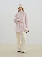 ZIQIAO 2025 New Arrival Chic Double Sided Camel Wool Blend Coat Elegant Short Jacket with College-Inspired Design Autumn Winter