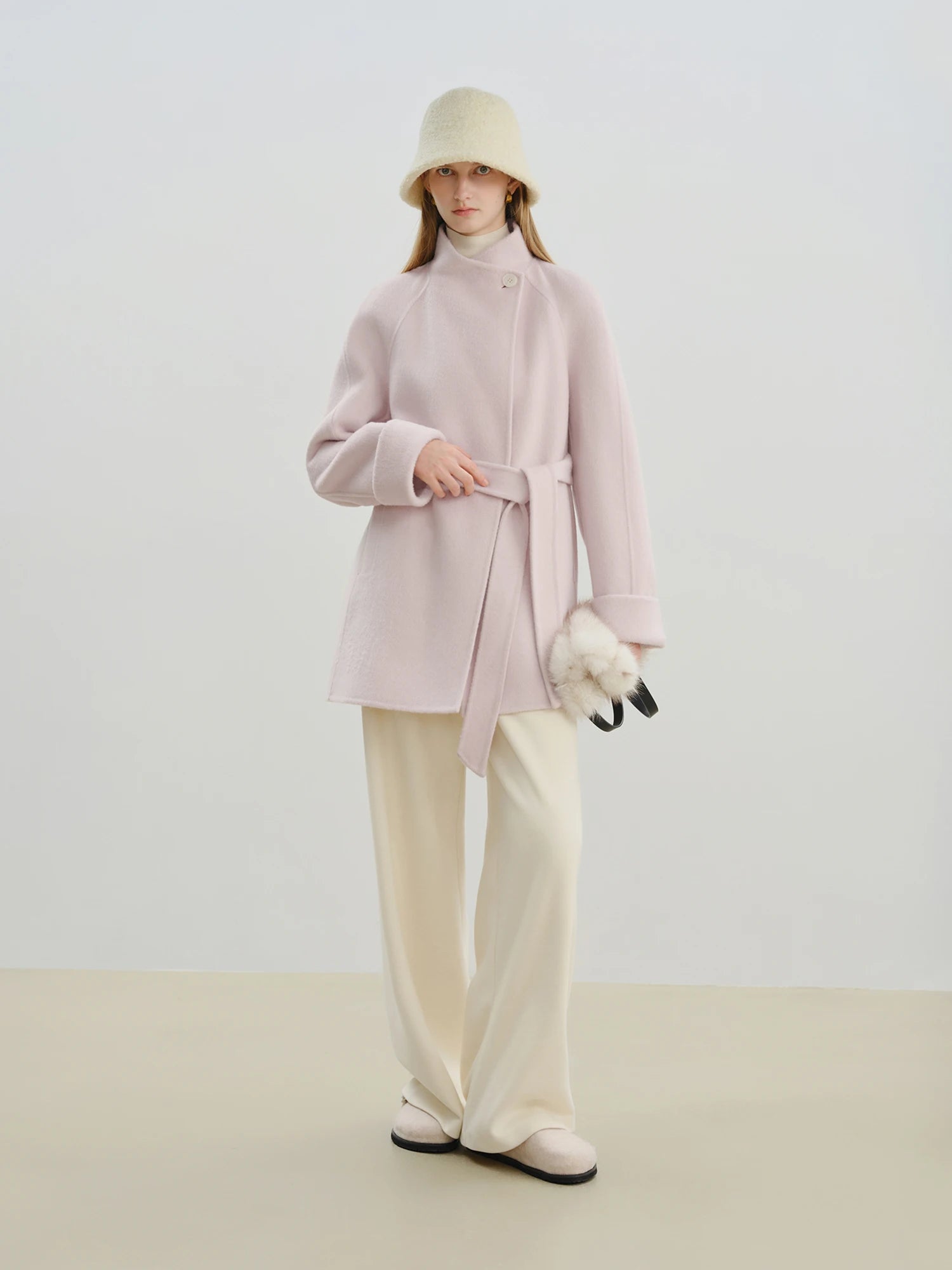 ZIQIAO 2025 New Arrival Chic Double Sided Camel Wool Blend Coat Elegant Short Jacket with College-Inspired Design Autumn Winter