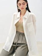 ZIQIAO Minimalist Style Loose Versatile Casual Shirt For Women 2025 Summer New Physical Sun Protection Vacation Top 25ZQ92169