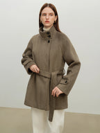 ZIQIAO Korean Style Short White Jacket for Women 2025 Early Winter New Style Stand Collar Stylish Warm Jacket