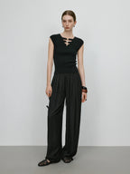 FSLE 【Premium Series】 Acetate Air Pants Women 2025 Summer New Drape Loose Wide-leg Pants 25FE12025