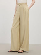 FSLE Women Casual Relaxed Linen Blend High-waisted Wide-leg Straight-leg Pants New Summer 2025 Pants 25FS12748