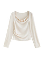 ZIQIAO 2025 Women's Knit Coordinate Set - Drop Collar Knit Top & Straight Leg Pants Office Casual Two Piece Set Elegance