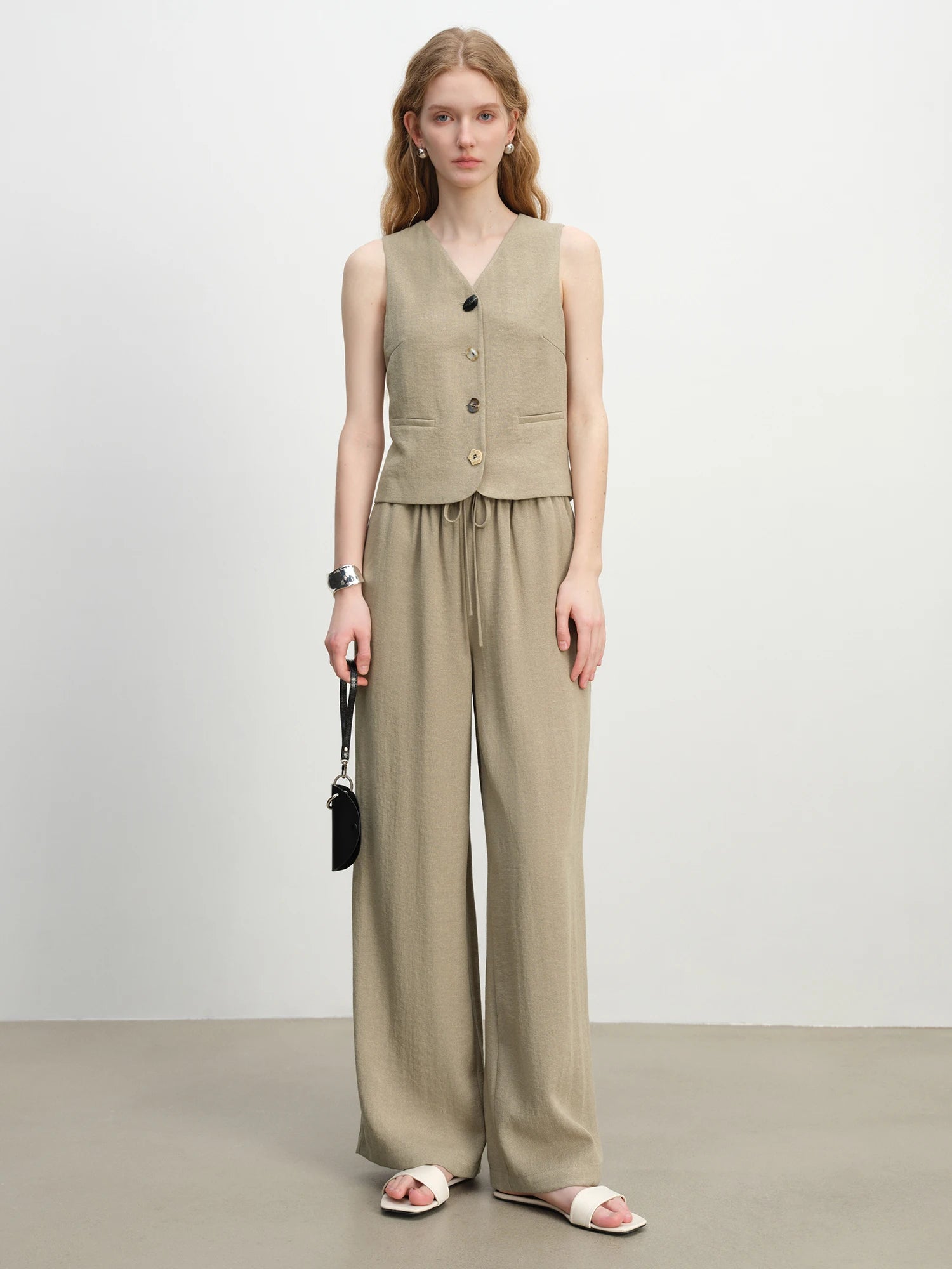 ZIQIAO Old Money Style Vest Wide-leg Pants Set Female 2025 Summer New Temperament High-end Two-piece Outfits 25ZQ92278+25ZQ92272