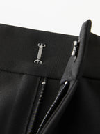 FSLE Women Black Long Skirts 2025 Spring High Waist Midi Simple Skirt Office Lady Back Spilt Design Temperament Skirt 25FS11267