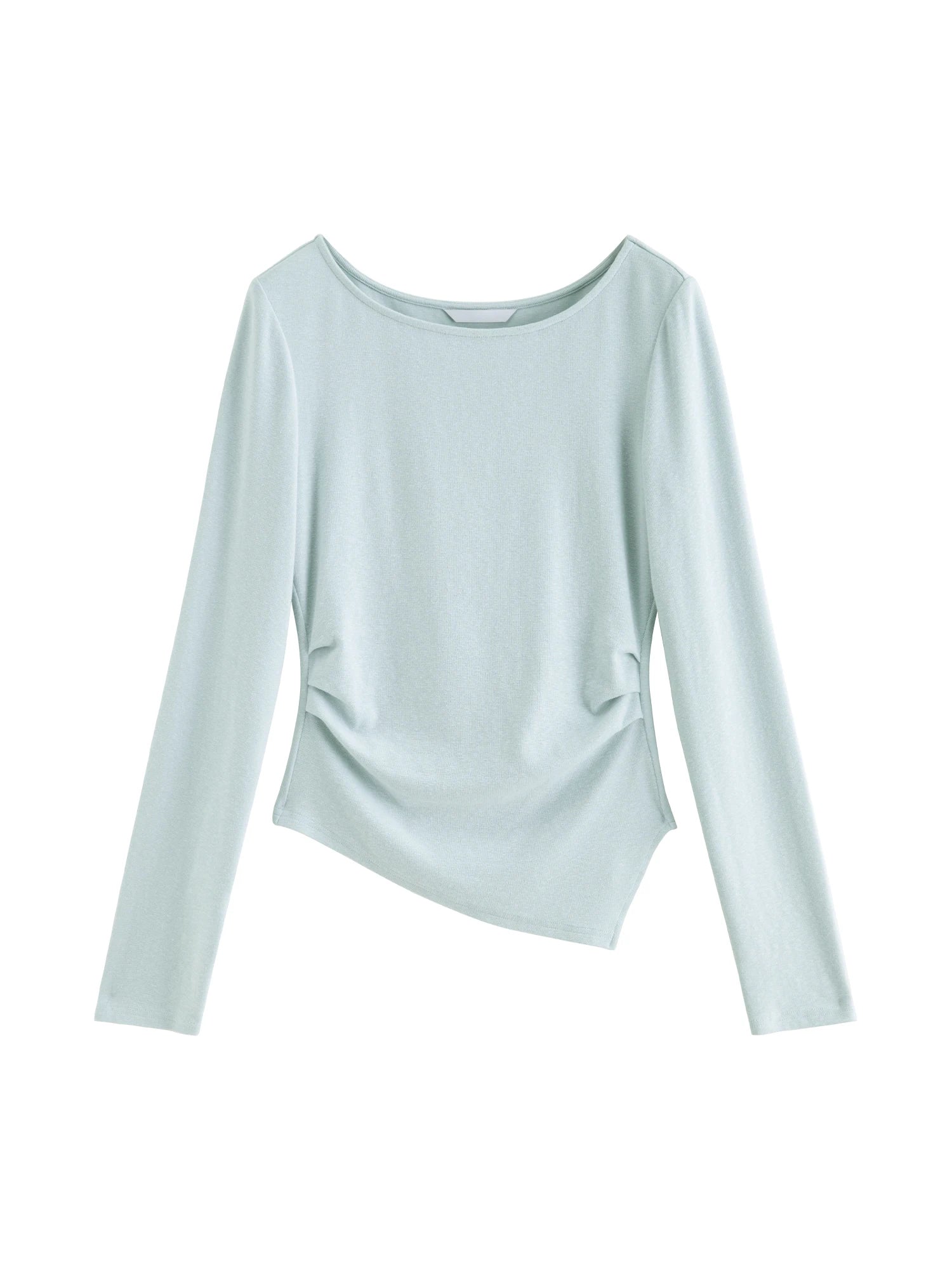 ZIQIAO Autumn 2025 Long Sleeve Set - Blue Soft Tone Matching Top & Skirt Long Length Women Casual Outfit