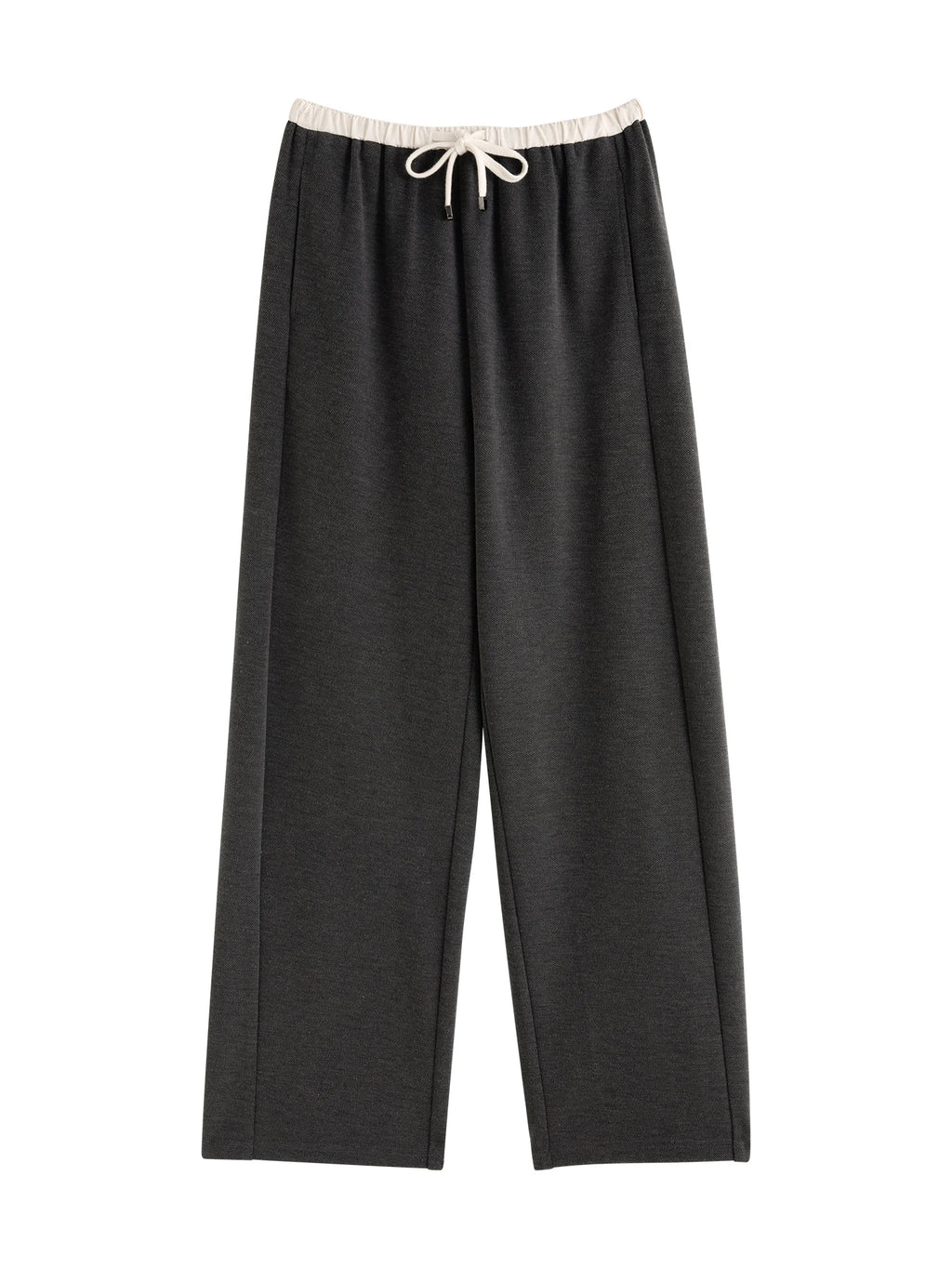 ZIQIAO 4.6% Wool 76.5% Cotton Straight Chic Long Pants for Women 2024 Winter New Design High Waist Warm Grey Pants 24ZQ94388