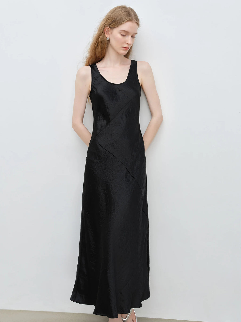 ZIQIAO Little Luxury Acetate Bias Cut Temperament Dress Women's Summer 2025 New Style 25ZQ91103