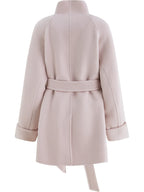 ZIQIAO 2025 New Arrival Chic Double Sided Camel Wool Blend Coat Elegant Short Jacket with College-Inspired Design Autumn Winter