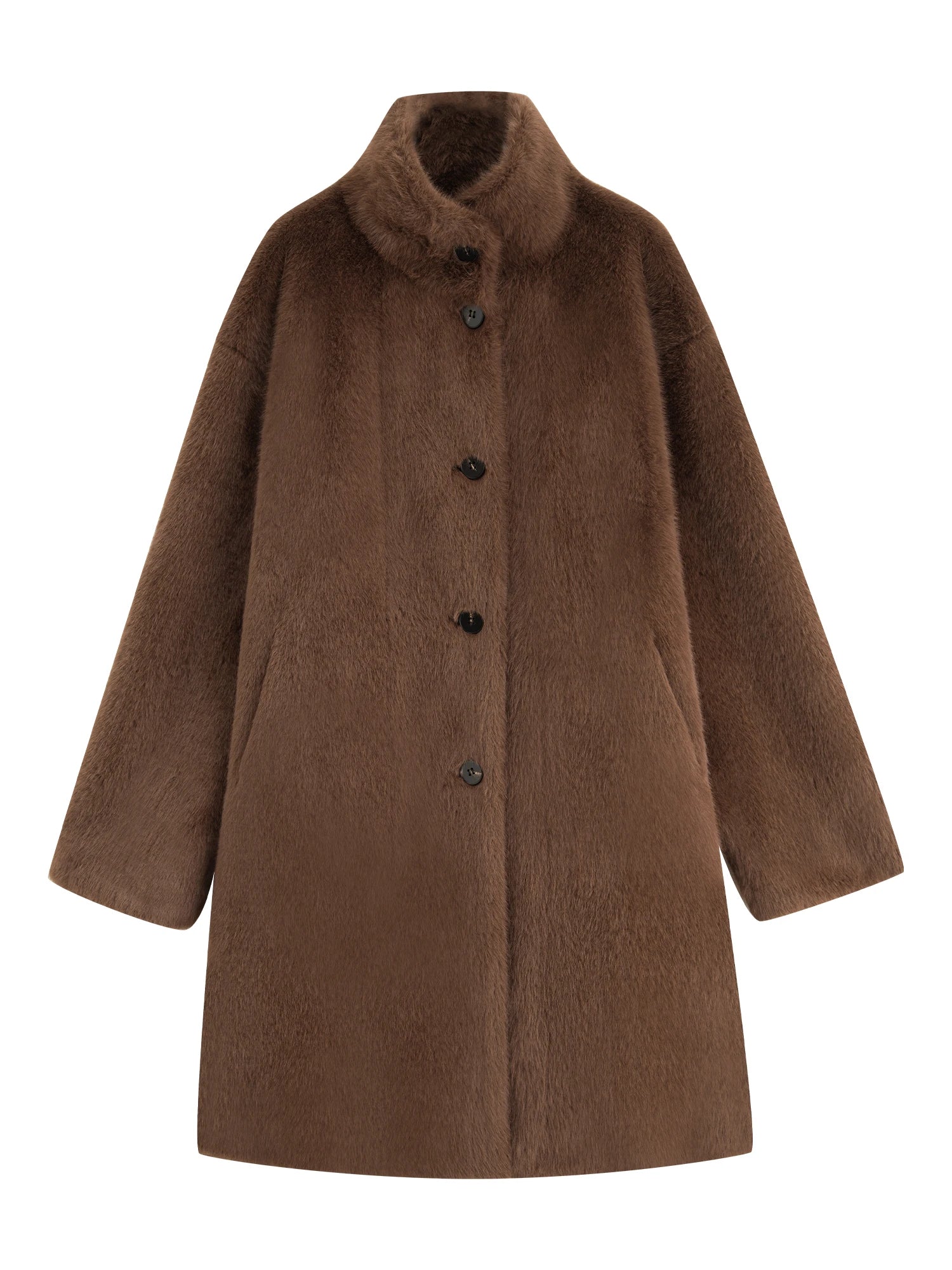 ZIQIAO Korean Style Stand-up Collar Faux Mink Coat for Women 2025 Winter New Style Faux Fur Warm Coat Soft Cozy Streetwear