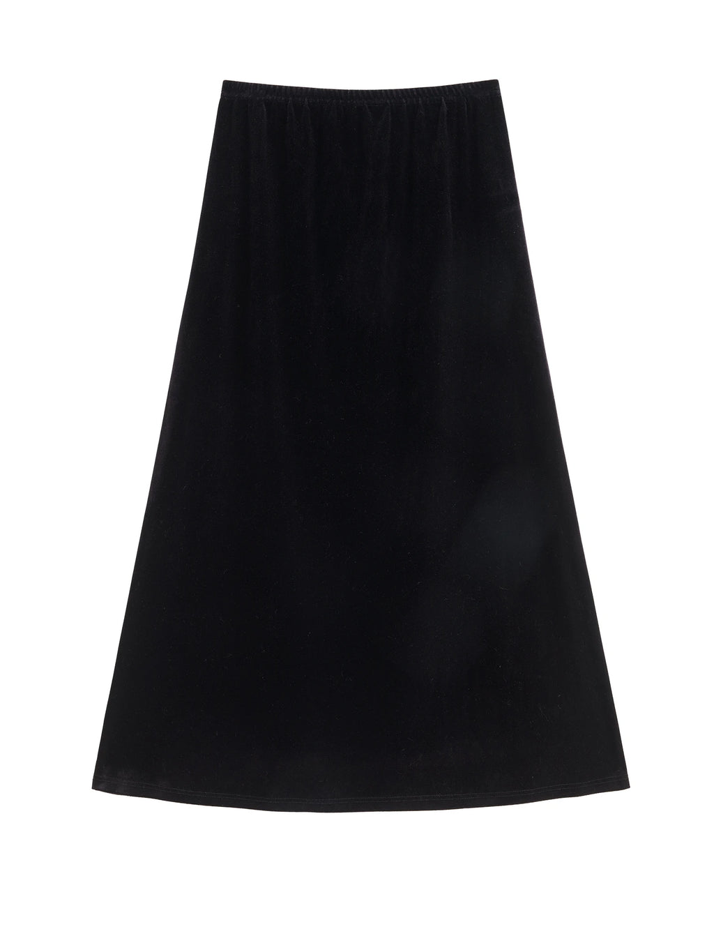 ZIQIAO French Style Black Velvet A-Line Midi Skirt for Women 2025 Autumn Winter New High-End Sense Long Hem Semi-Skirt Elegant