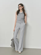 FSLE Elastic Waist Casual Pants Women Autumn 2025 New Retro Slim Fit Flared Pants 25FS13228