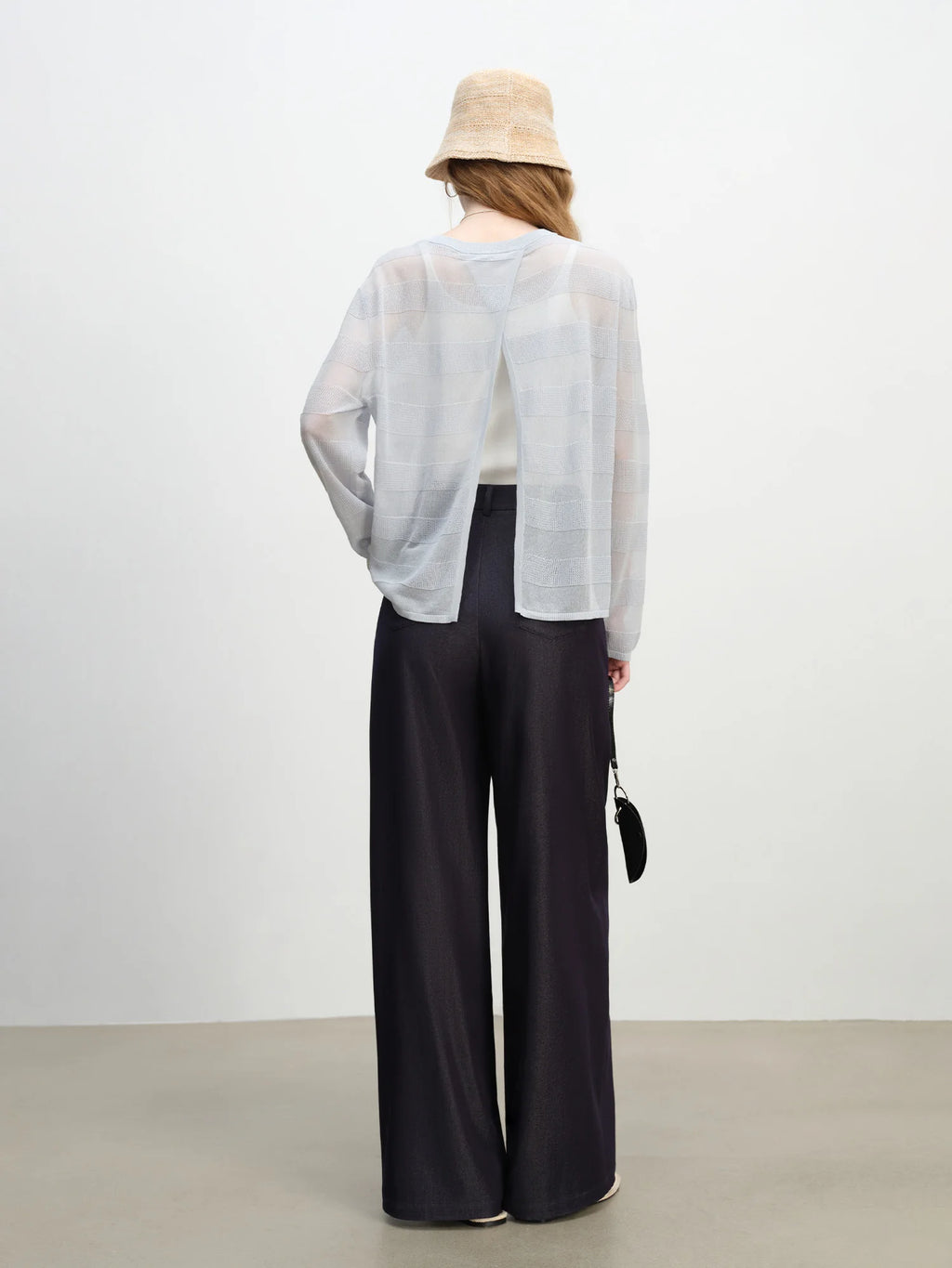 ZIQIAO 2025 Summer Women's Wide-Leg Textured Pants - Fluid Drape & Floor-Length Slimming Silhouette 25ZQ92271