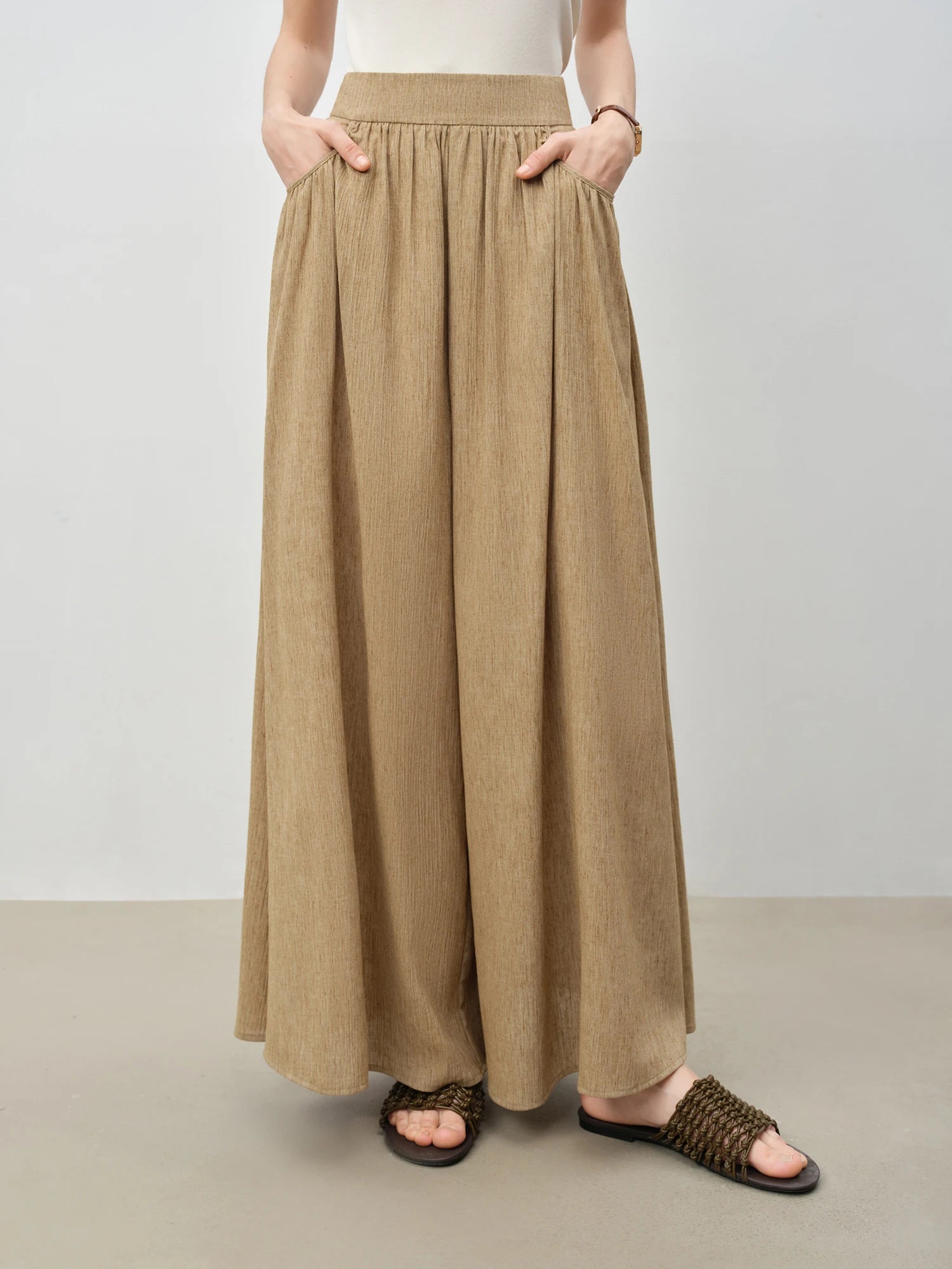 ZIQIAO 2025 Summer Women's Sleeveless Linen Set - Breathable Wide-Leg Styling & Relaxed Elegance Women Pants Set 25ZQ92104