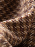 FSLE 2025 Winter Women's Color Block Houndstooth Short Jacket - Lapel Collar Raglan Sleeve Crop Outerwear for Casual Style