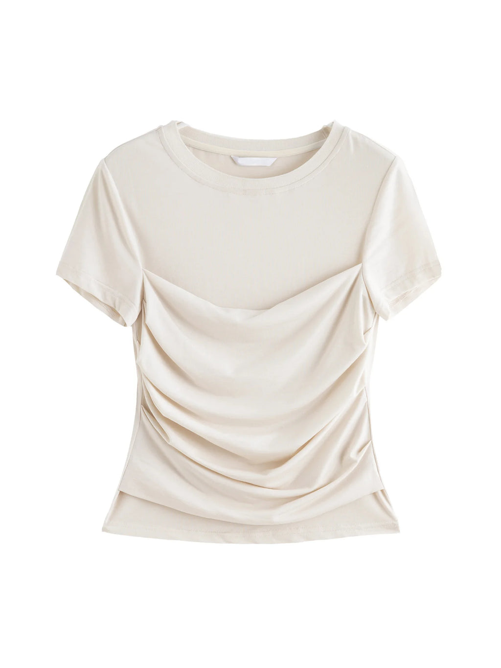 ZIQIAO 2025 Summer Women's Contour Stitch T-Shirt - Structured Round Neck Slim Fit Tee with Cool-Touch Yarn for Urban Explorer